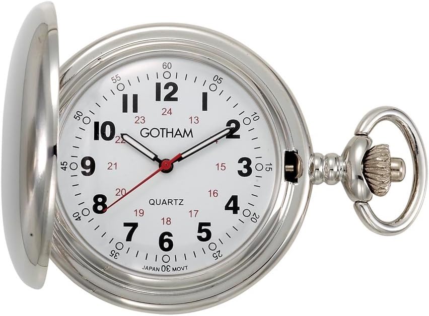 Gotham Men's Silver-Tone Polished Finish Covered Quartz Pocket Watch # GWC15042S - Image 1 of 3