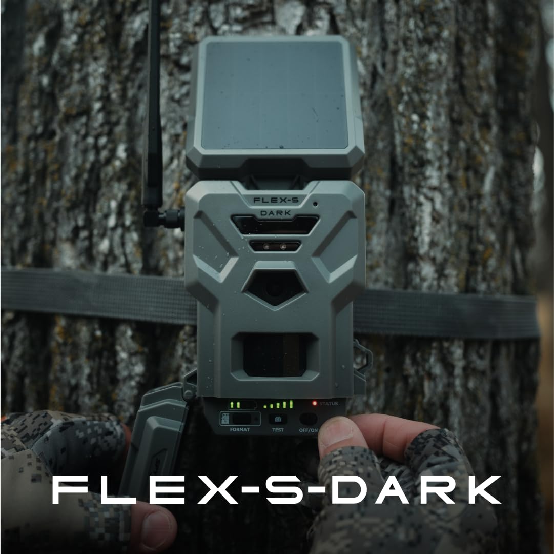 SPYPOINT Flex-S-Dark Solar Cellular Trail Camera – Built-in Solar Panel, 40MP Photos, 1080p Videos + Sound, No-Glow Game Camera, Night Vision, Motion Activated Trail Cam