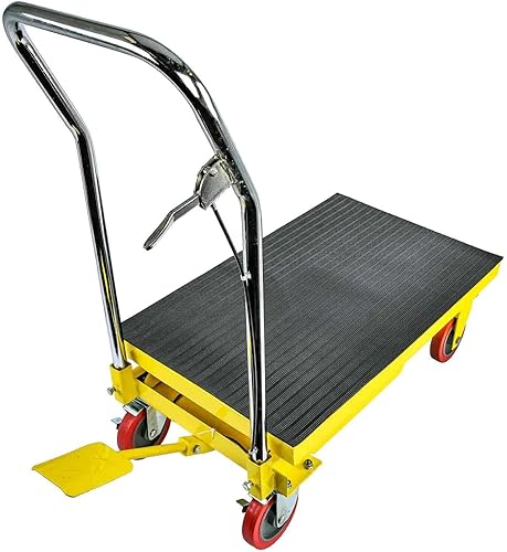 Miniatura 4 de JEGS Carro elevador hidráulico, capacidad de 1100 libras, mesa elevadora de tijera ajustable de 10.5 a 31 pies de altura, mesa elevadora accionada