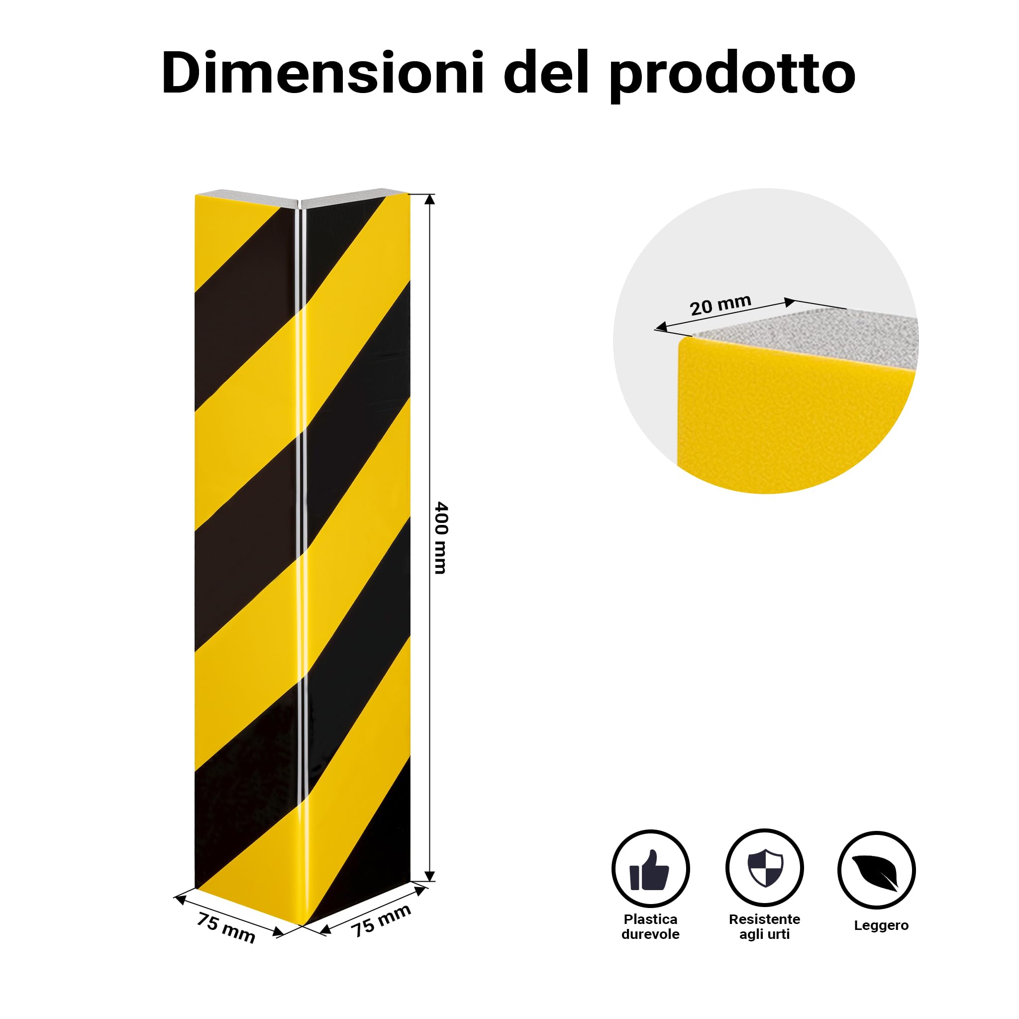 Wiltec Paracolpi garage 400x75x20 mm protezione autoadesiva EVA paraspigoli gomma