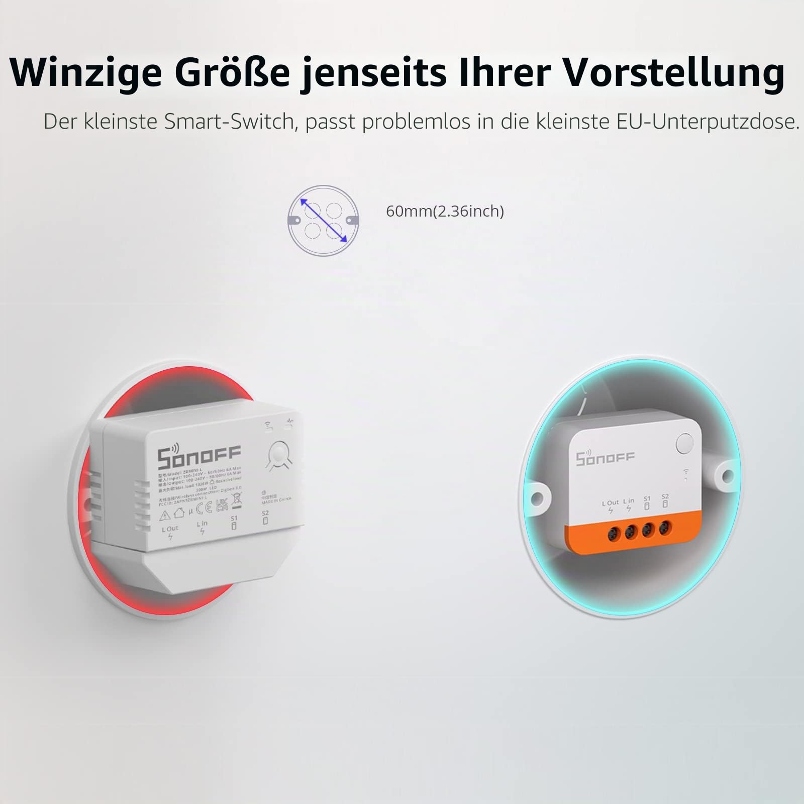 SONOFF ZBMINIL2 Zigbee Smart Schalter,4 Stück 2 Way Smart Switch(Kein Neutralleiter Erforderlich),Smart Lichtschalter Zigbee 3.0 Hub Erforderlich,Kompatibel mit Alexa,Google Home,Home Assistant.