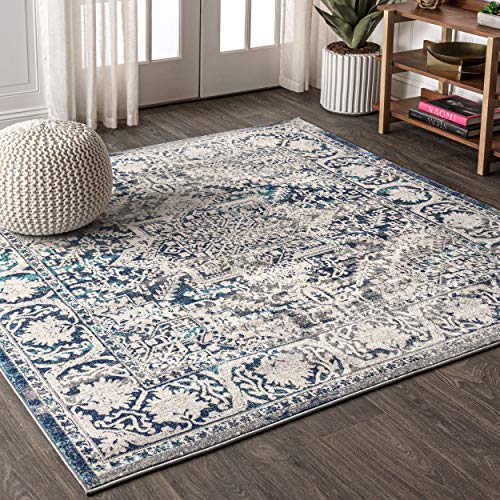 Tapete cuadrado moderno vintage 5x5 azul