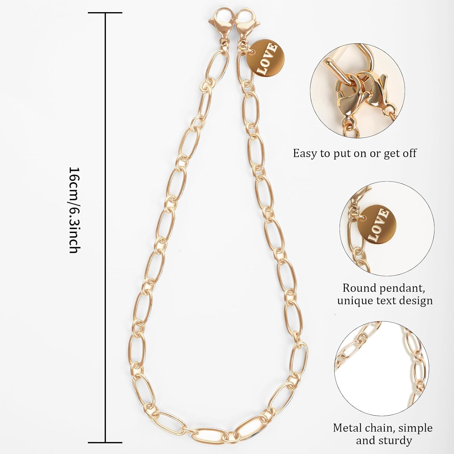 Phone Charm Detachable Metal Cellphone Wrist Strap for Women Girls, Cell Phone Lanyard - Image 2