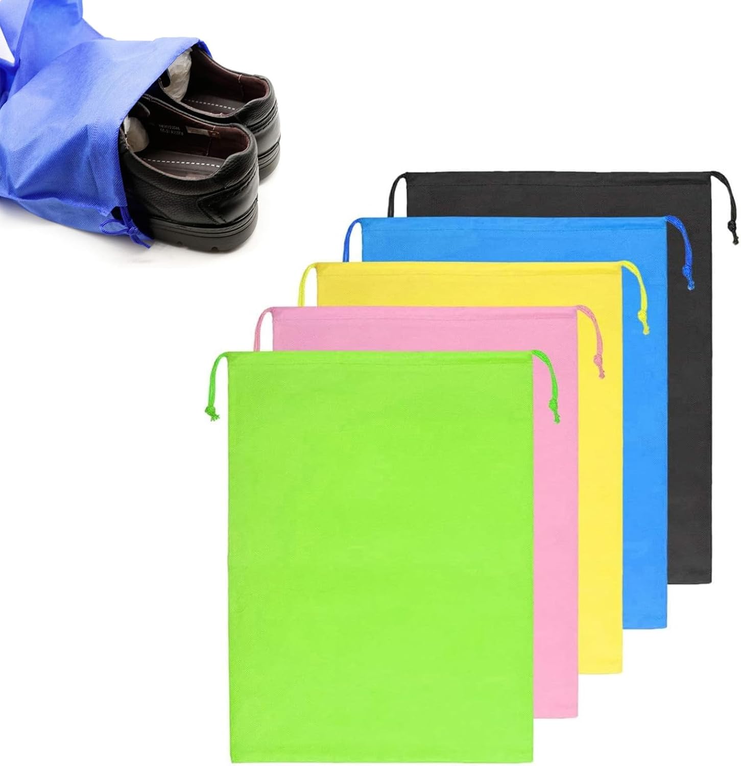 5 Pieces Travel Drawstring Shoe Bags,Travel NonWoven Shoe Packing