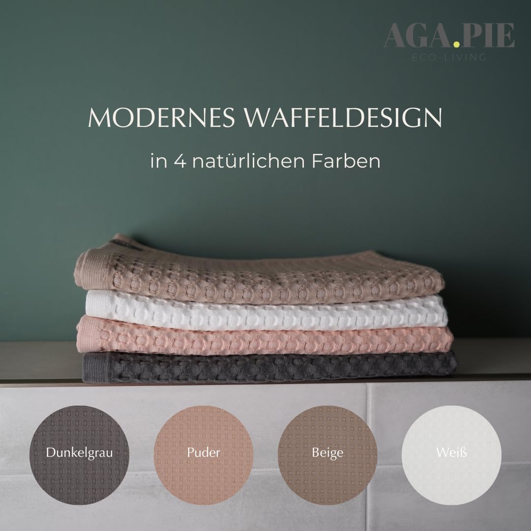 AGA.PIE 2er Set Bambus Lyocell Badetücher - Dunkelgrau, 70x140 cm, Bio Oeko-Tex 100, mit Bio Baumwolle, Nachhaltig, Waffelpique - Handtücher, Badehandtücher, Duschhandtücher, Duschtuch - 2 Stück