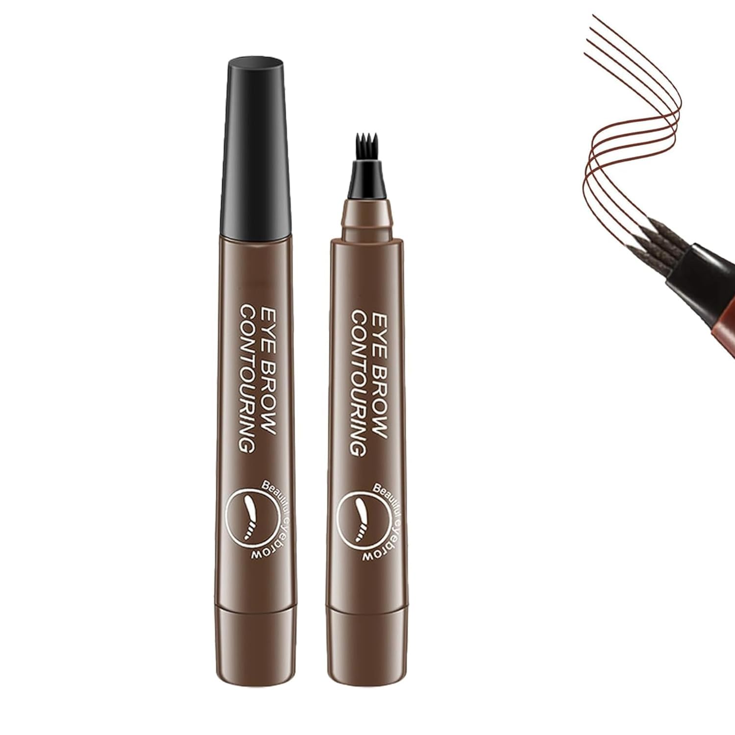 Suake Eyebrow Contour Pen Microbladed Eyebrow Pencil 4-Head Precision Brow Pencil Waterproof and Smudgeproof Microbladed Eyebrow Pencil with Micro-Tip Applicator