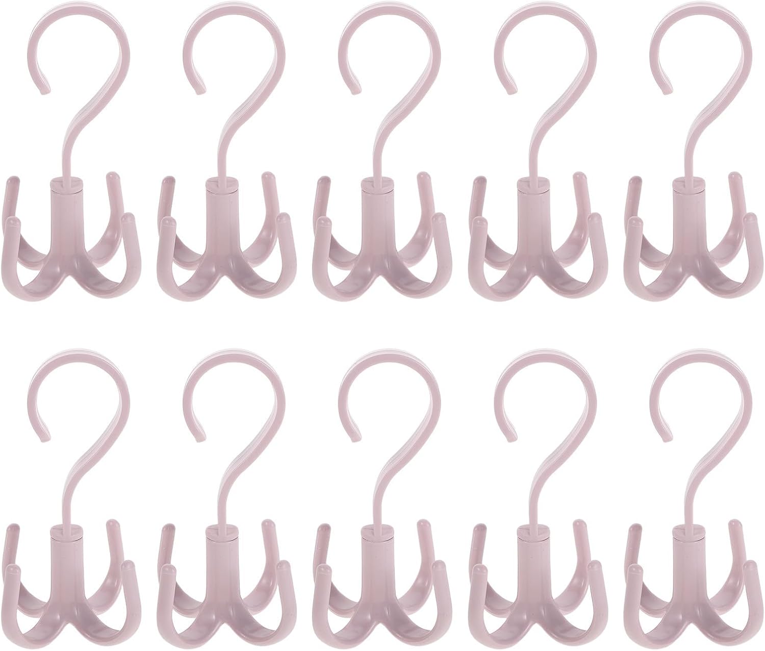 10pcs Plastic 360 Degree Rotating Four Claw Hooks Multifunctional Scarf Hangers for Closet and Bathroom Storage Organizer, Space Saving Accessory Hooks