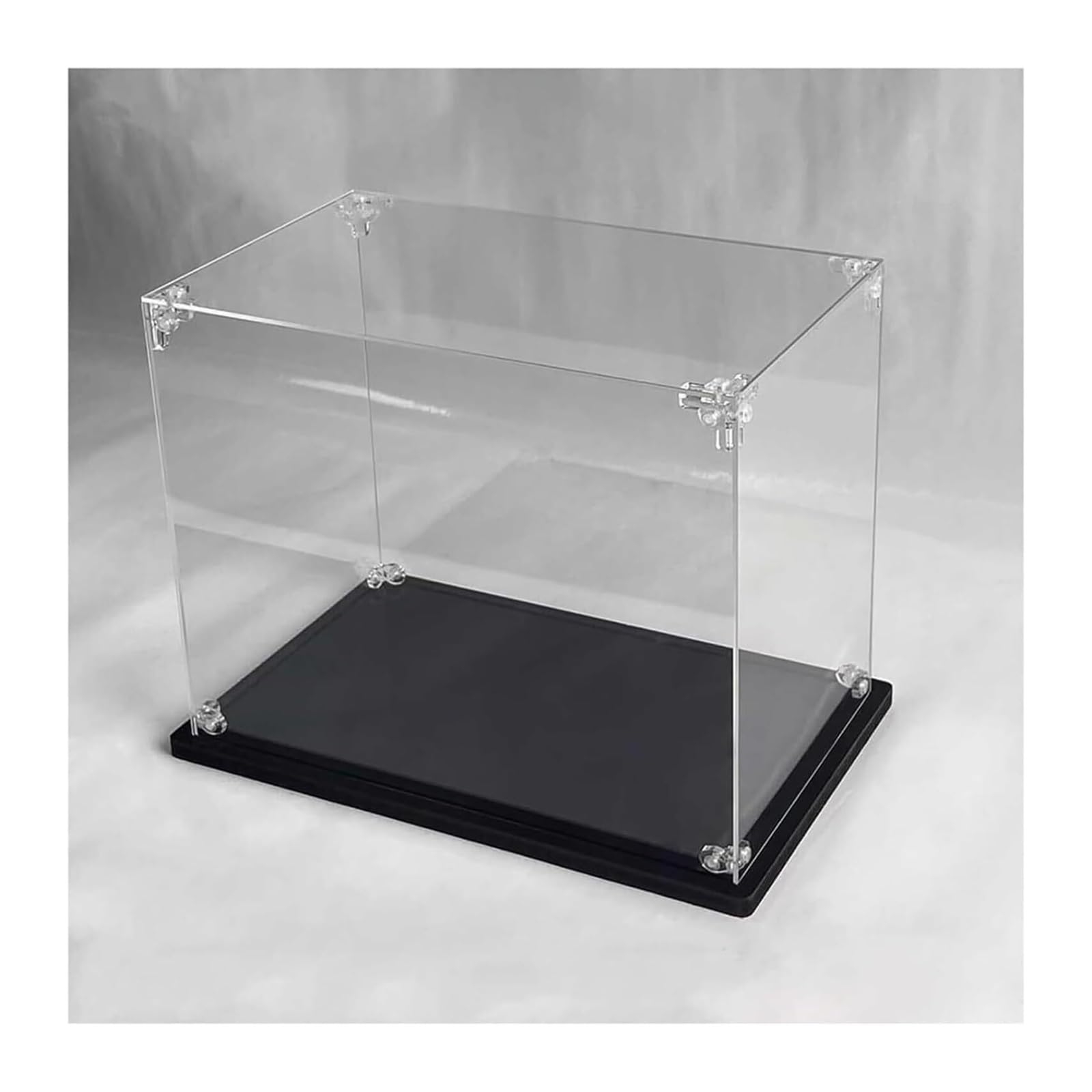 Clear Acrylic Organizer Box, Clear Acrylic Display Case With Black and Walnut Base, Multiple Sizes(Black Base,10x10x10cm)
