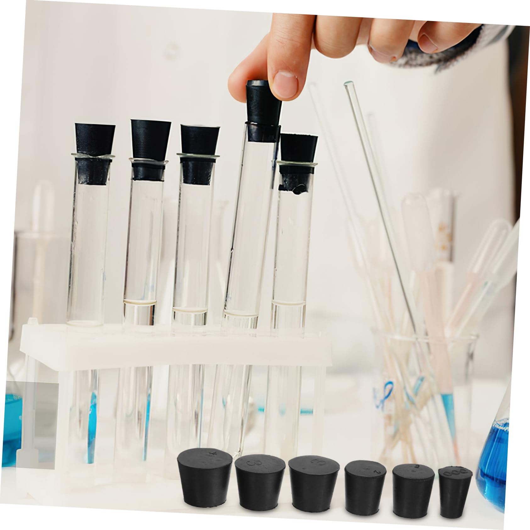 Amosfun 5 Ensembles Bouchons Caoutchouc pour Tubes À Bouchons Étanches pour Laboratoire Disponibles 21 Pièces * 5