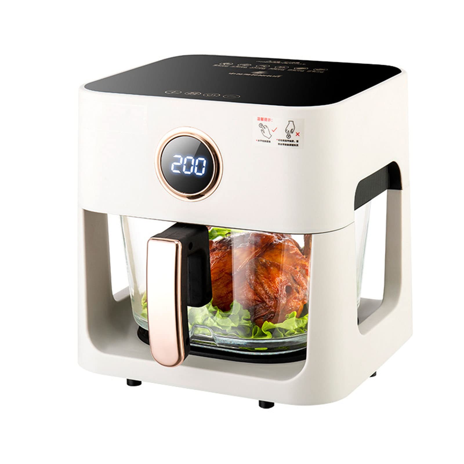 5 Qt Large Capacity Hot Air Fryer, 360° Visual Cooking Window, Glass Fried Basket (Color : Touch Screen) Safehappy