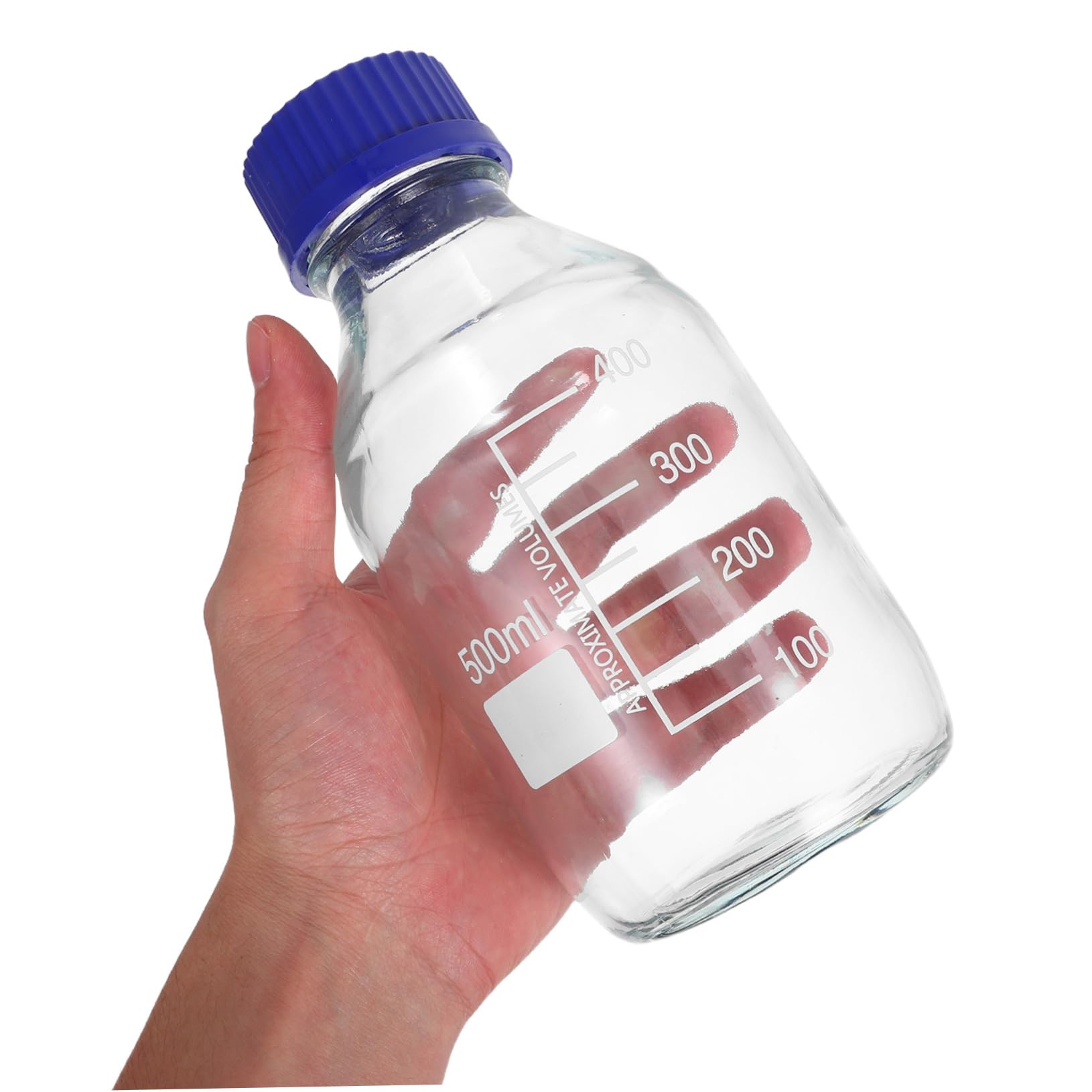 BESTYASH 2 Stück 500ml Glas Reagenzflasche mit Skala für Labor | Klare Messmarke, Glatte Kanten, Stabiler Boden, für Forschung und Life Science Anwendungen