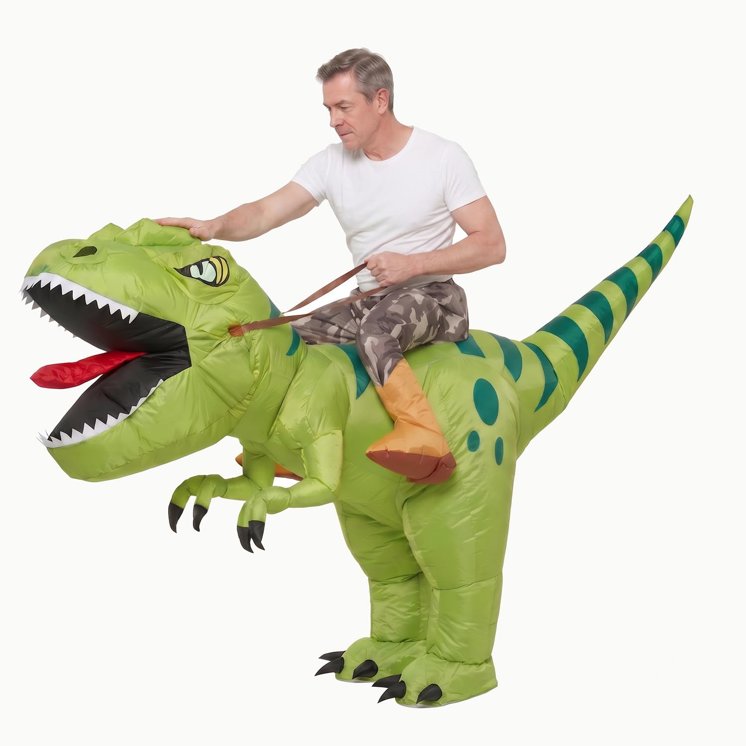 YTRWEQZXC Funny Ride On T-Rex Inflatable Dinosaur Costume Adult (150-190cm) | Dino Blow Up Costume | Trex Fancy Dress Outfit for Halloween, Christmas, Carnival & Office Parties