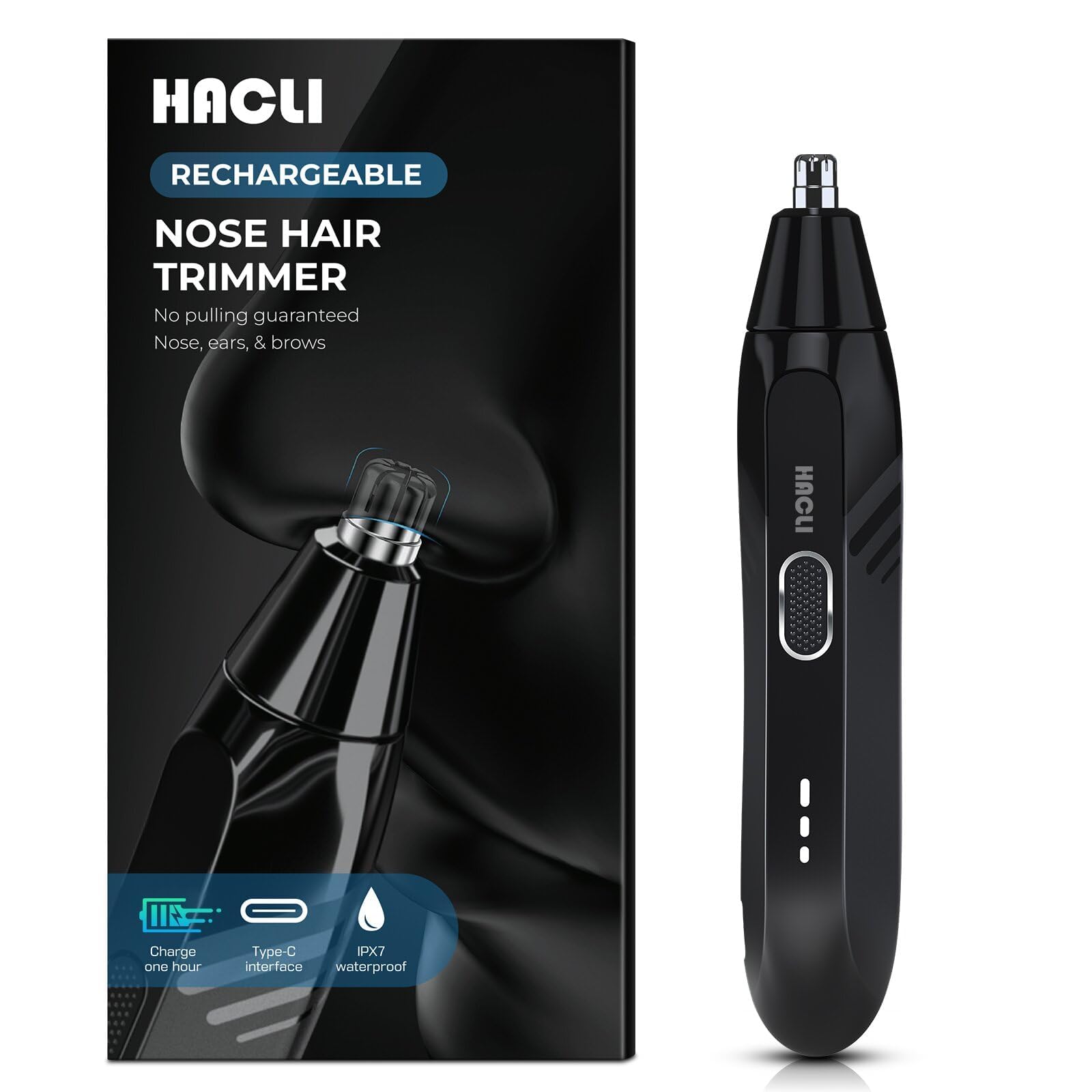 Nose Hair Trimmer for Men Women -Electric Painless Nose Hair Clipper, 8000RPM Powerful Motor, IPX7 Waterproof, Safe & Quiet, Replaceable Head, Travel Lock USB-C Rechargeable