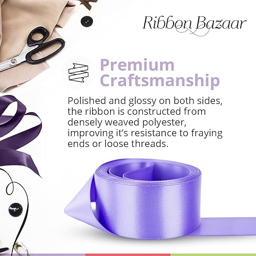 Miniatura 4 de Ribbon Bazaar Cinta de satén de doble cara, acabado brillante de alta calidad, cinta 100% poliéster para envoltura de regalos, manualidades, álbumes
