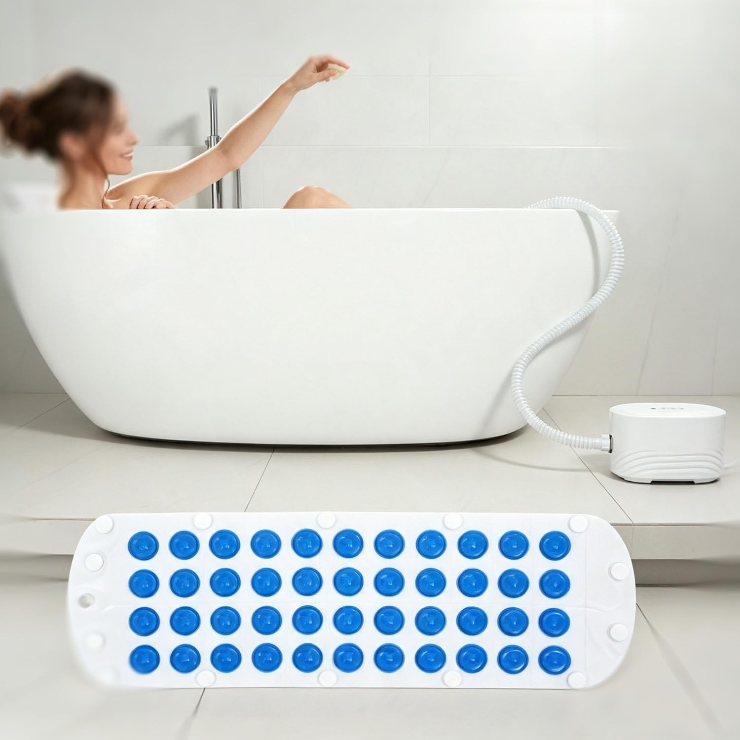DowPie Bubble Massage Mat for Bathtub, with Air Pump & Bath Pillow 110v