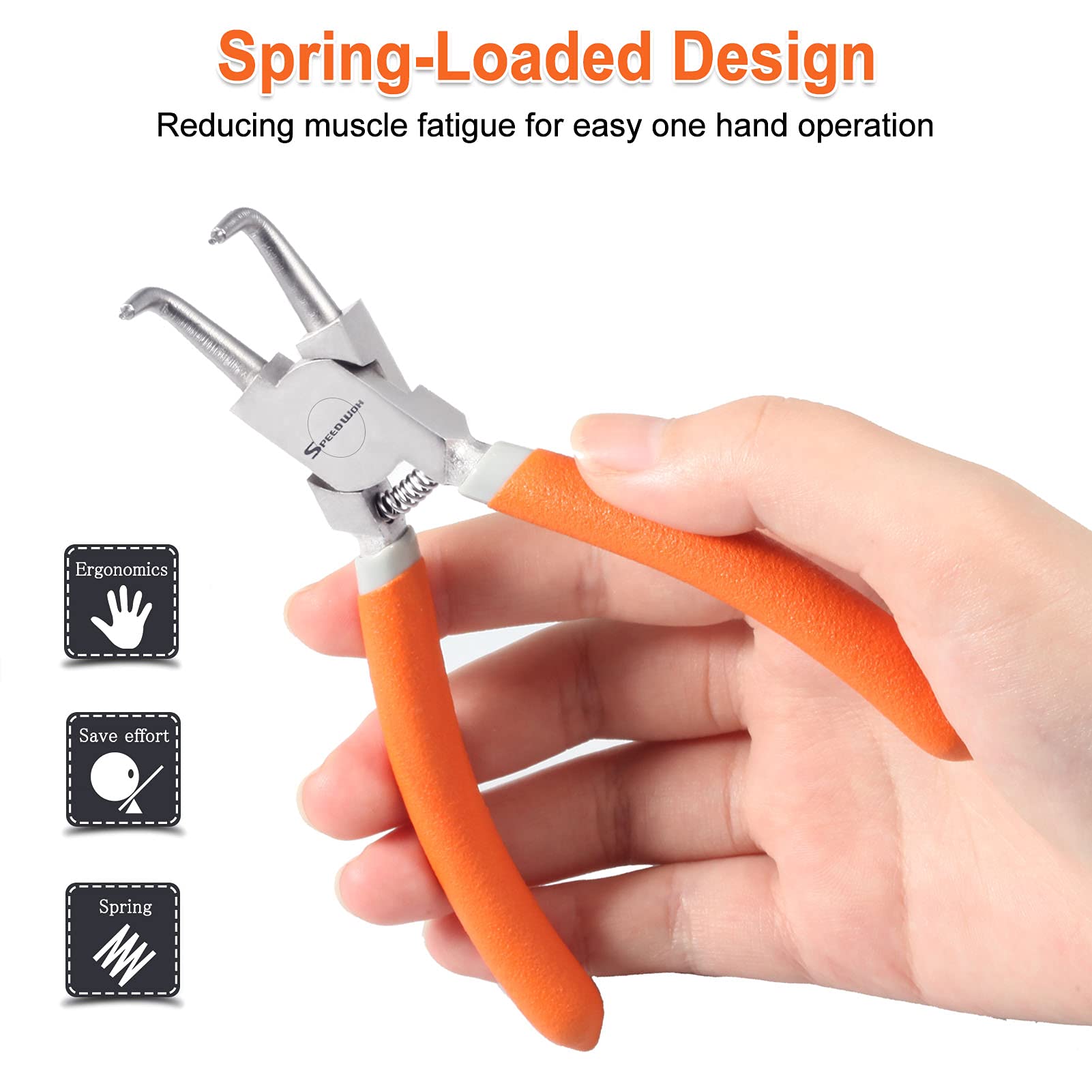SPEEDWOX Pince à circlips de 15,2 cm, pince à circlip interne, diamètre de la pointe 1,25 mm, pince à anneau de retenue de précision, mâchoires droites pour retirer les bagues
