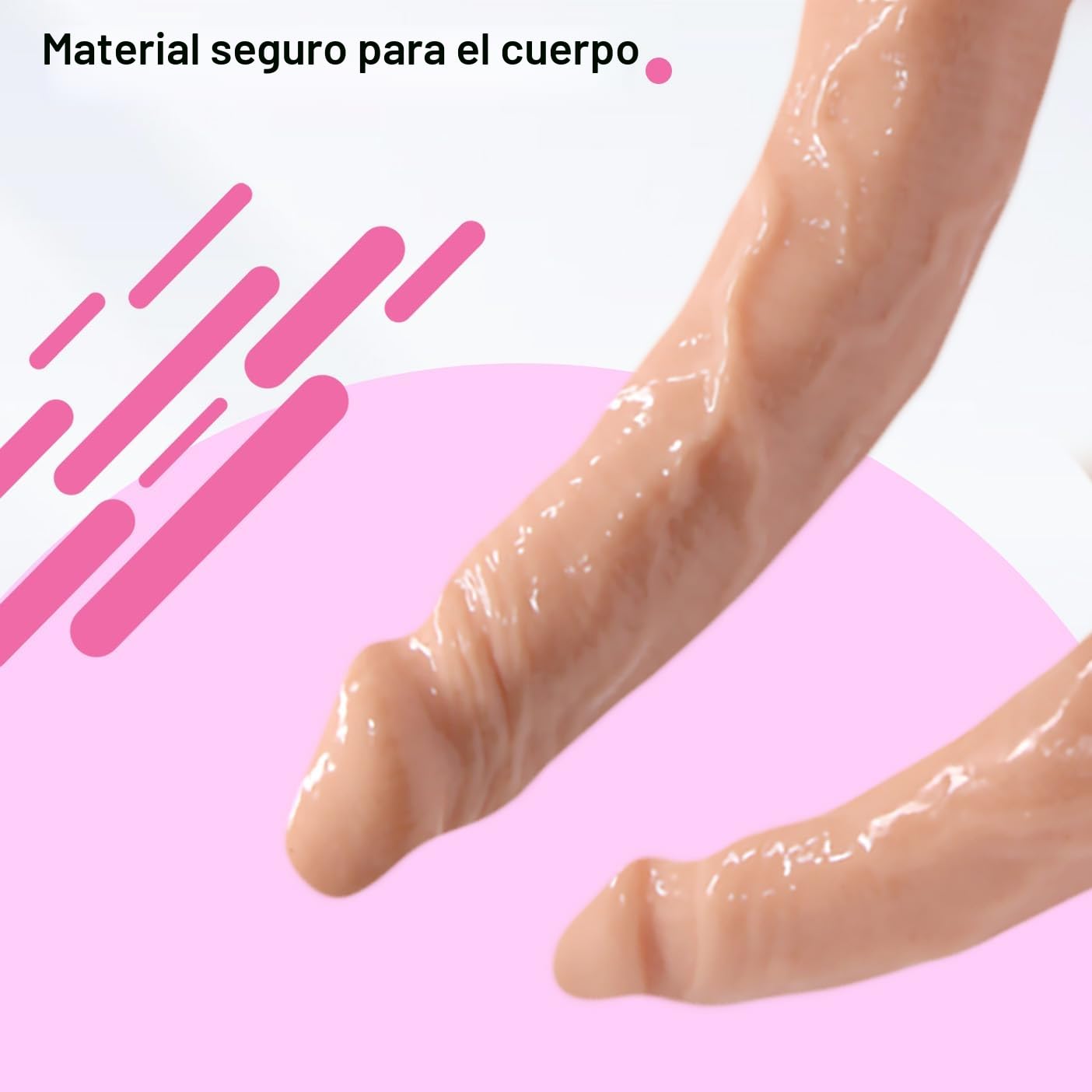 Doble dildo FOPS realista con arnés ajustable Strap-On - 13,5 cm & 10,2cm doble dildo para mujeres y parejas Material TPR flexible, diseño realista strap-on para lesbianas y parejas D42