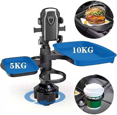 Miniatura 2 de Bandeja de mesa de coche 5 en 1, soporte para teléfono celular, bandeja para portavasos de automóvil, bandeja de rotación de 360 para automóvil,