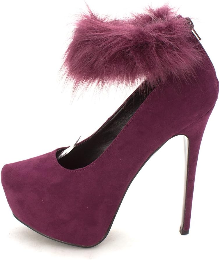 ShoeDazzle Womens Farah Closed Toe Ankle Strap Platform Pumps, Plum, Size 8.5 US / 6.5 UK US