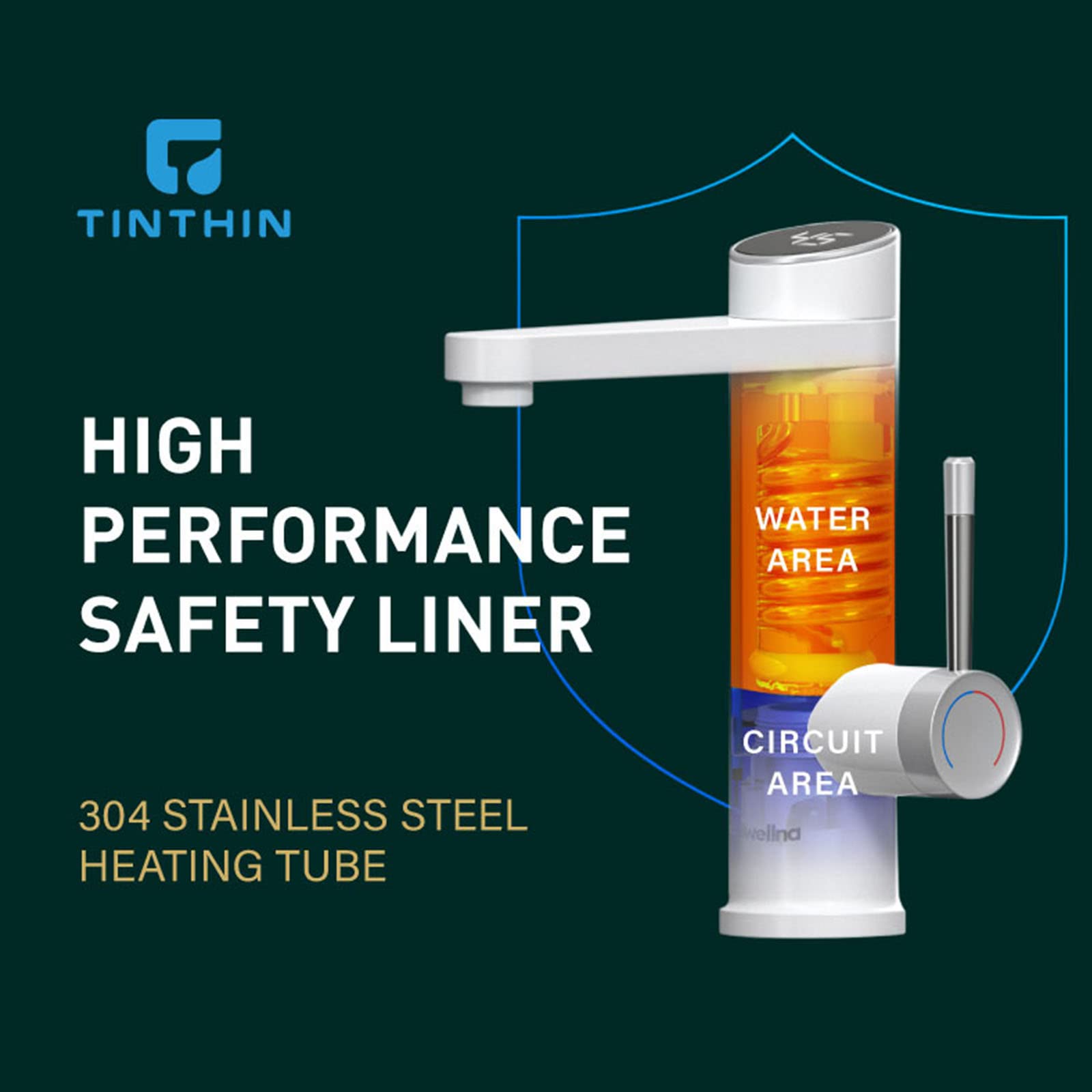 Rubinetto per lavandino del Bagno, Rubinetto per Acqua Calda istantanea, Rubinetto Elettrico, Rubinetti per Bagno per scaldabagno Senza Serbatoio, Rubinetto per Riscaldamento rapido con Display