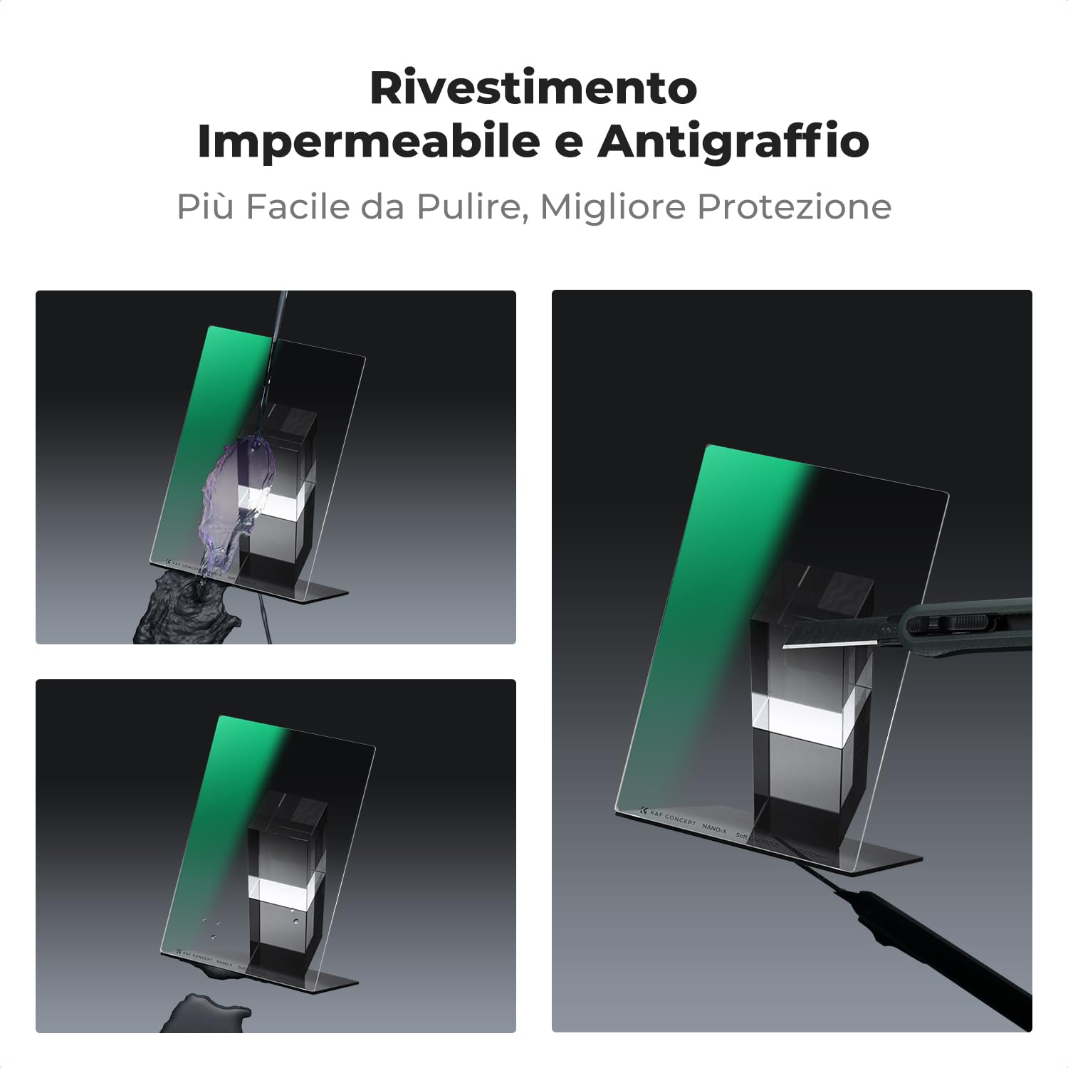 K&F CONCEPT Nano-X Filtri a Lastra Soft GND 8 (0.9) da 100x150mm in Vetro Ottico con 28 Strati Rivestimento Nano Compatibile Nano-X Porta Filtri per Lente