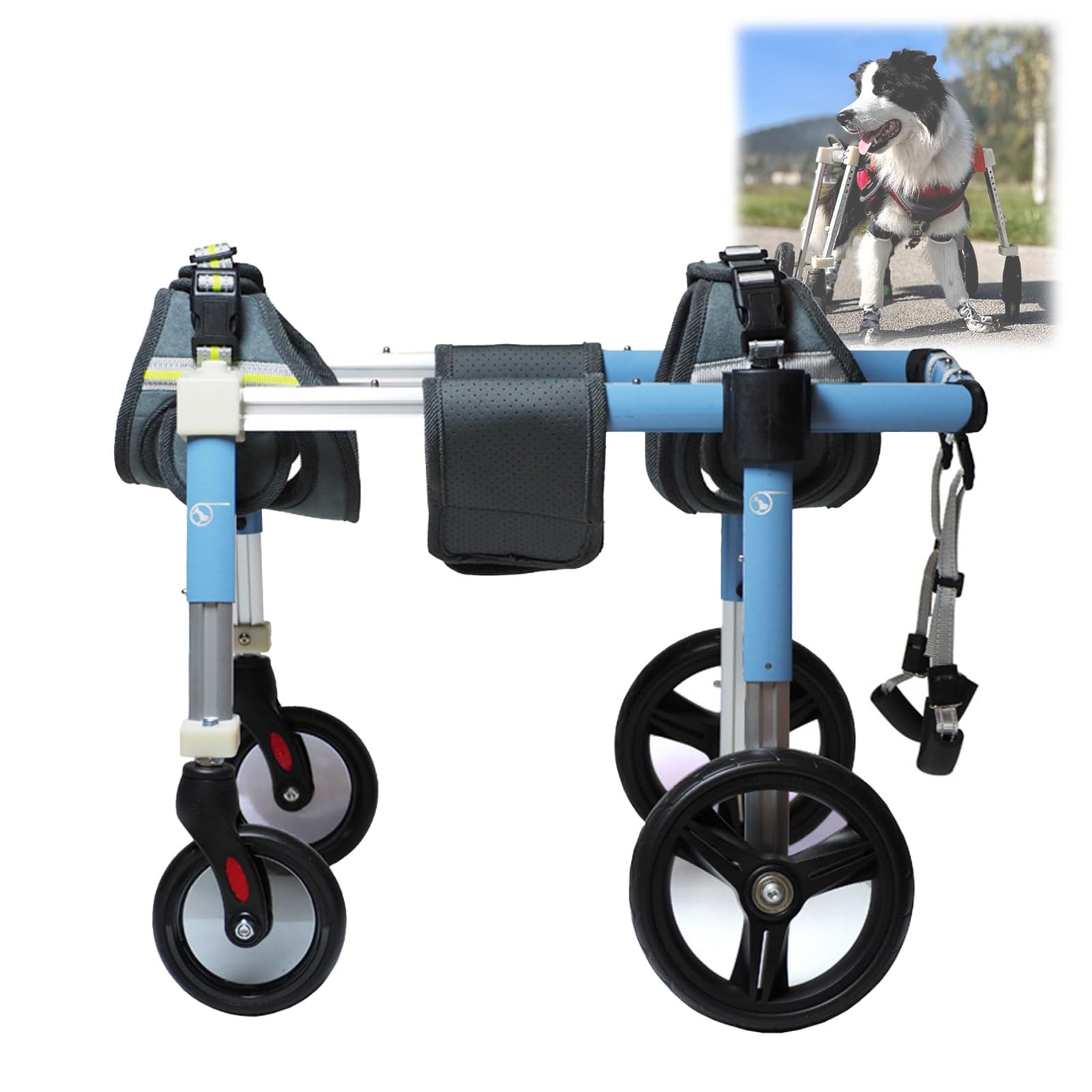 Fauteuil Roulant Pour Chien,Pattes ArrièRe,4 Roues Chien,Attelle D'Exercice Marcheur Handicapé,Aide à La Marche Avant BlesséEs/ParalyséEs,Pour Chariot Animaux Petite,Moyenne Et Grande Taille(XL,Blue)