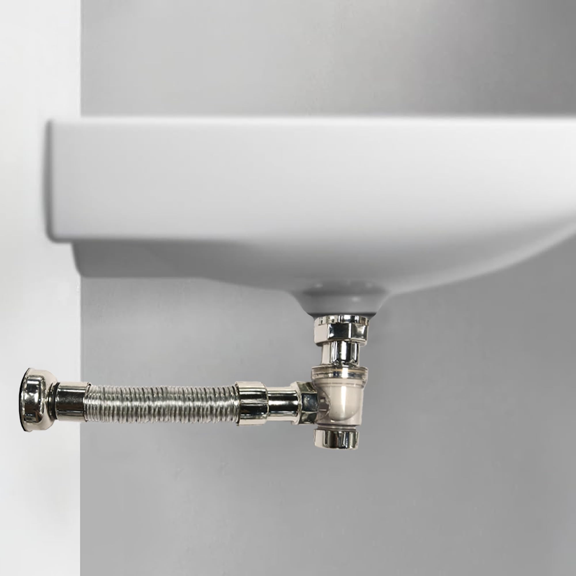 2-in-1 ABS Bottle Trap with Convertible Waste Pipe | Expandable & Flexible Chrome Drain | Rust-Resistant Bathroom & Kitchen Basin Trap | Easy Installation