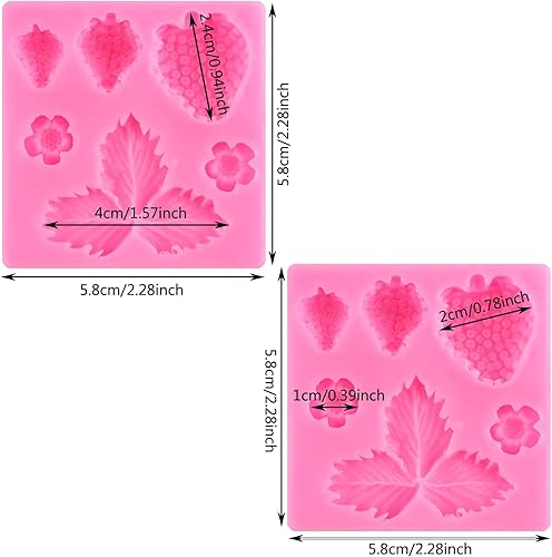 Miniatura 2 de ZiXiang Molde de silicona de fresa, hojas de fresa, moldes de fondant para decoración de pasteles de frutas, decoración de cupcakes, arcilla