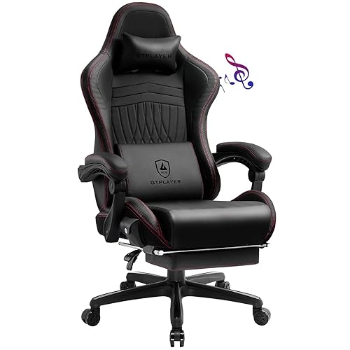 GTPLAYER Chair Computer Gaming Chair (Leather, Red) - Red - Leather