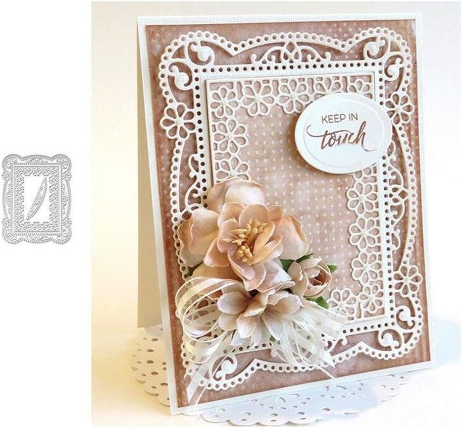 Rectangular Flower Frame New Metal DIY Cutting Dies for Card Making,Scrapbooking Cards Album Stencil Silver