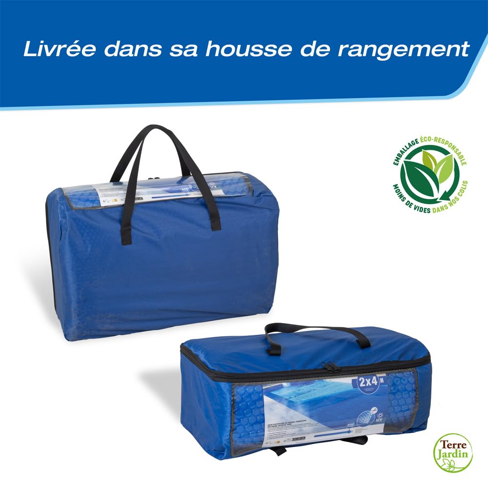 Bâche à Bulles Piscine Rectangulaire 400 Microns 2 x 4 Bleu