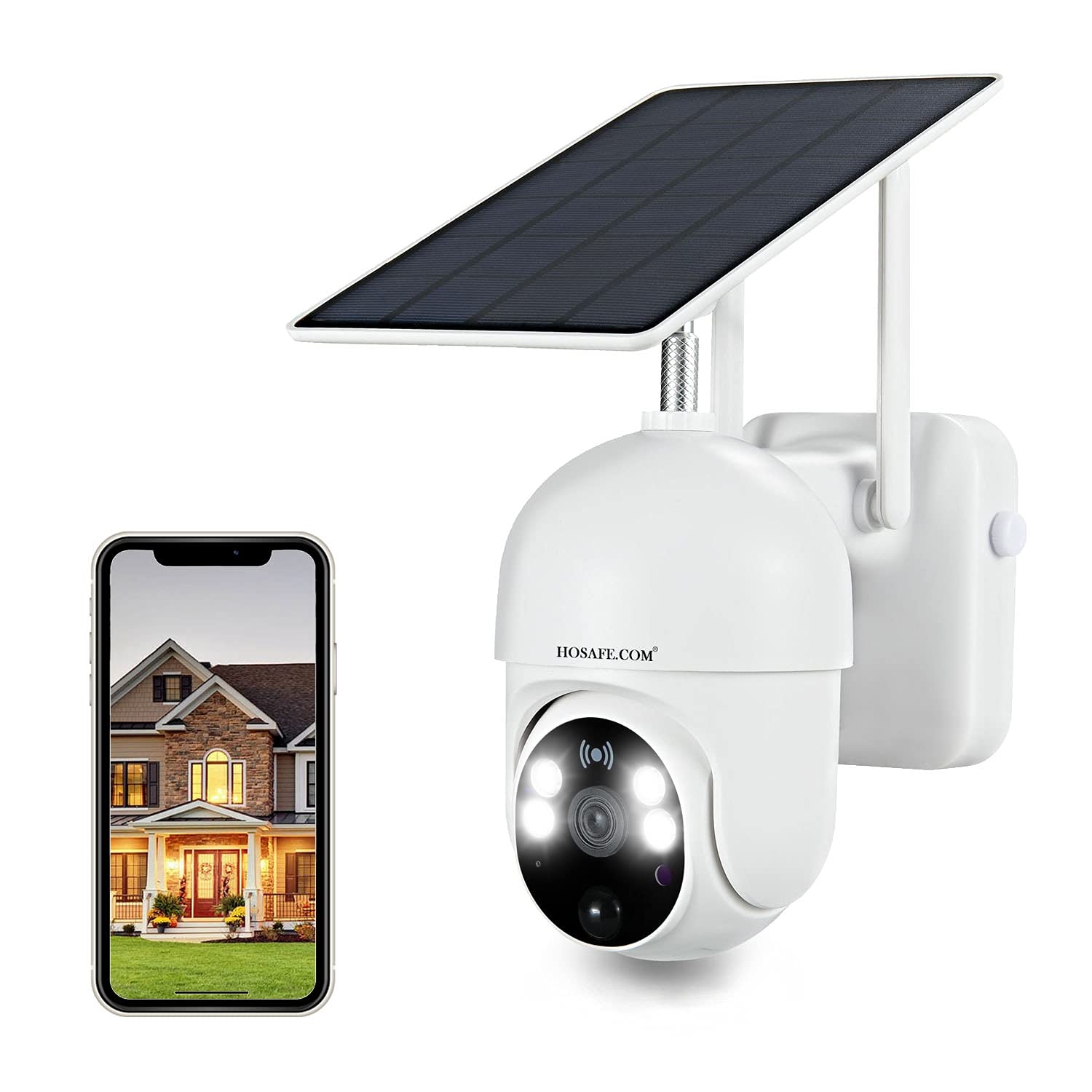 Security Camera Outdoor Wireless WiFi Solar Battery Powered, HOSAFE Pan/Tilt Video Surveillance Cameras for Home Security,...