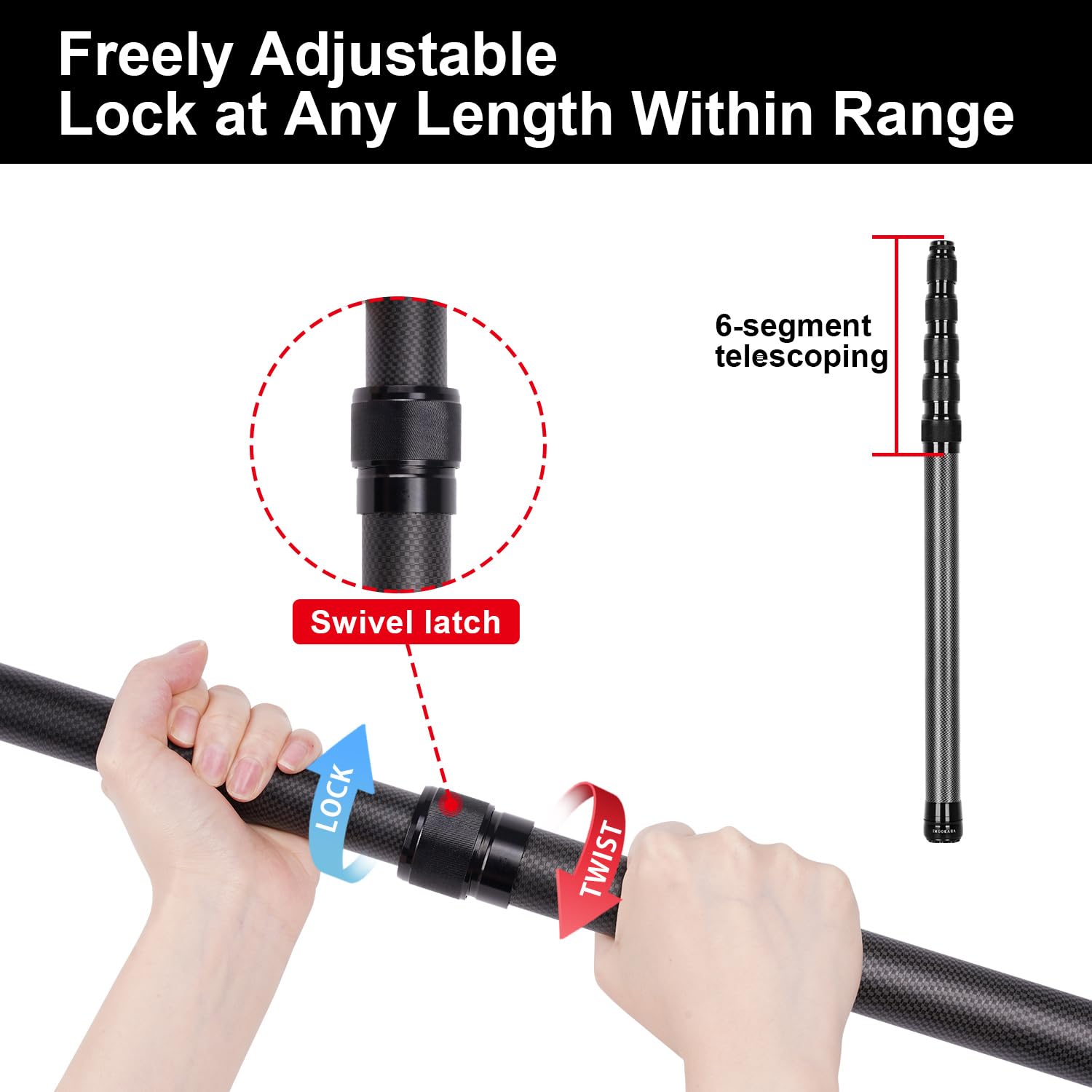 2 Pcs Postes telescópicos para Tienda de campaña, Mástil de Tienda de Fibra de Carbono Extensibles y Ajustables, 58-240cm, adecuados para Camping, Tienda de campaña, Lona, toldo, Playa