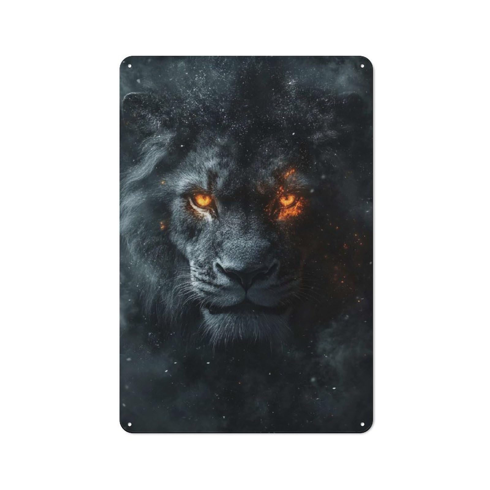 Junmoney Style-11 Lion With Fiery Eyes Retro Metal Sign 30X20cm For Garage Or Workshop, With Clear Retro Wall Decor Character