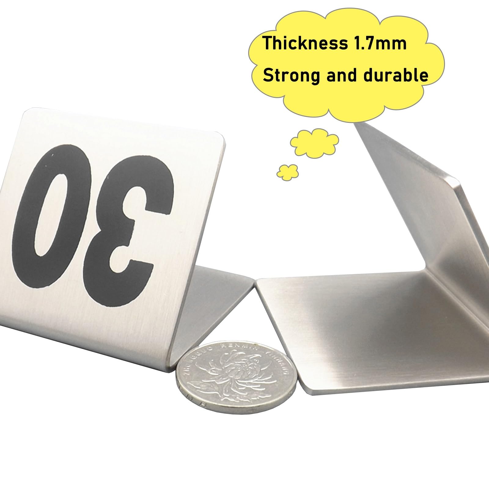 Tischnummernhalter, 1-25/50/100 Stapelbare Tischnummernkarten Aus Metall, Tischschilder Aus Edelstahl, Für Restaurants, Cafés, Bars, Hochzeitsfeiern, Esstisch Aus Edelstahl, Doppelseitige Zah