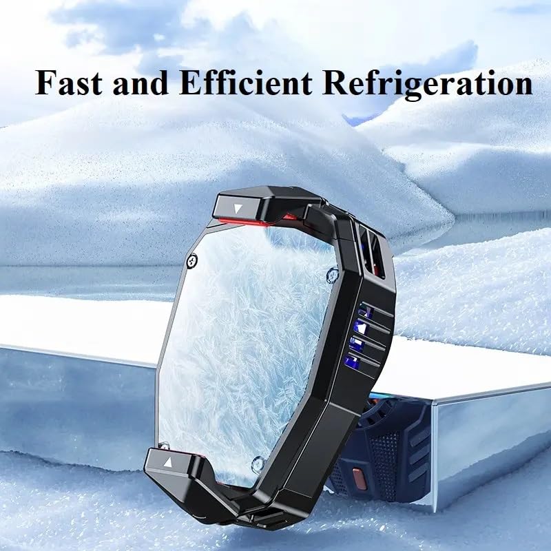 Image of Elfora Mobile Cooler | Phone Cooler | Gaming Mobile Cooler | Fast Cooling With Advanced Cooling Chip & Built-In LED Temperature Display Compatible For Android & IPhones | Black, 20x20x4 Cm