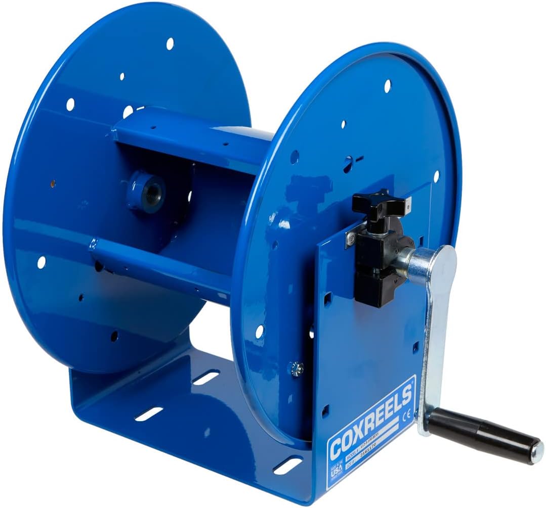 The Clean Garage Cox Custom High Pressure Hose Reel Blue | Hand Crank | Up To 100' Hose
