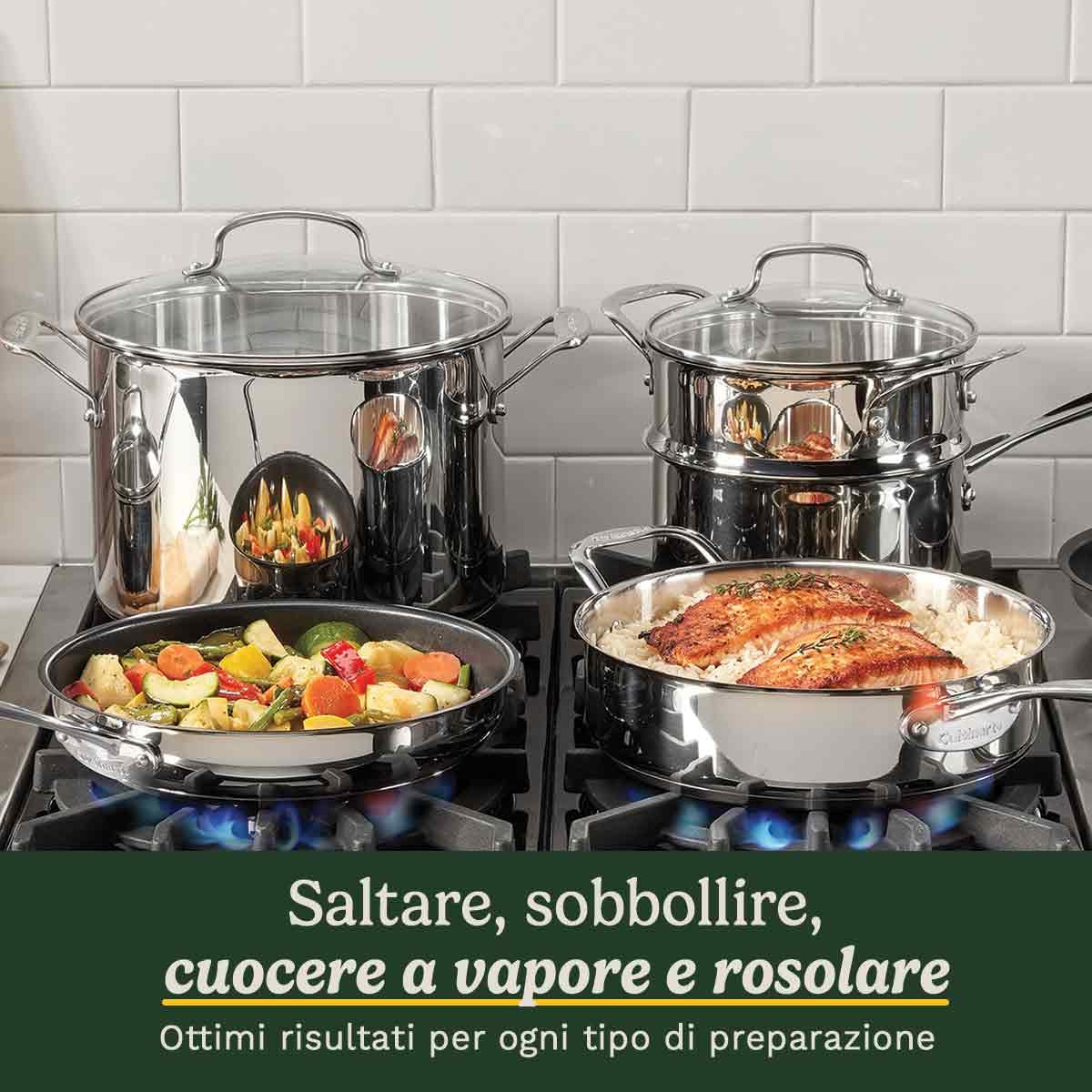 Cuisinart® Chef’s Classic™ Set pentole 11 pezzi | Fondo incapsulato | Induzione | Manici Cool Grip™ | Misure integrate | Lavastoviglie | Cottura uniforme | Acciaio inox