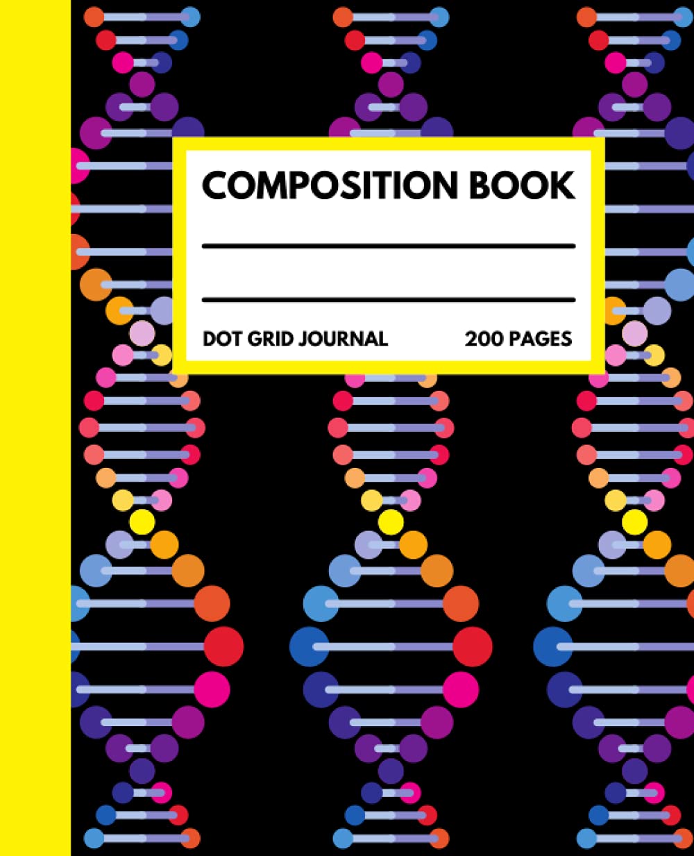 DNA Composition Notebook: Y2K, Colorfoul Scientific Journal, DNA molecules, with 7.5x9.25 200 college dotted pages