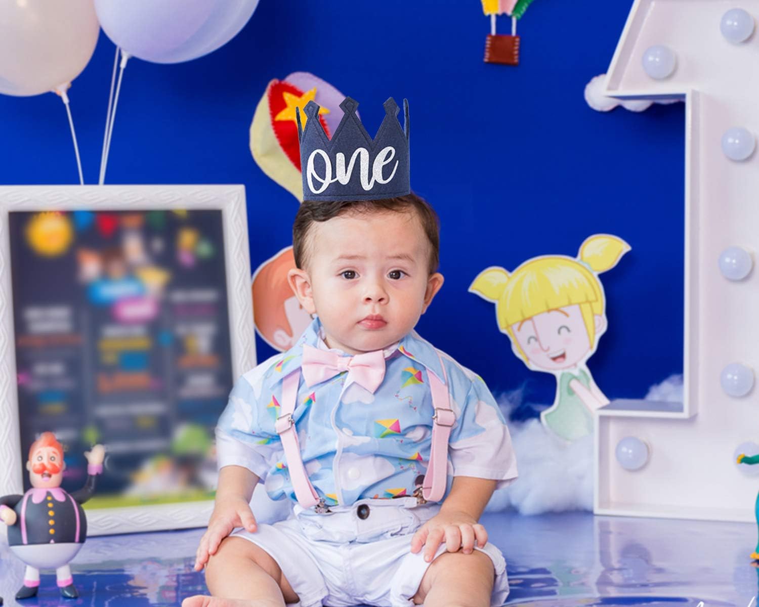 Navy Blue Birthday Crown For Kids - 1st Birthday Crown,1st Birthday Party Supplies - Image 6