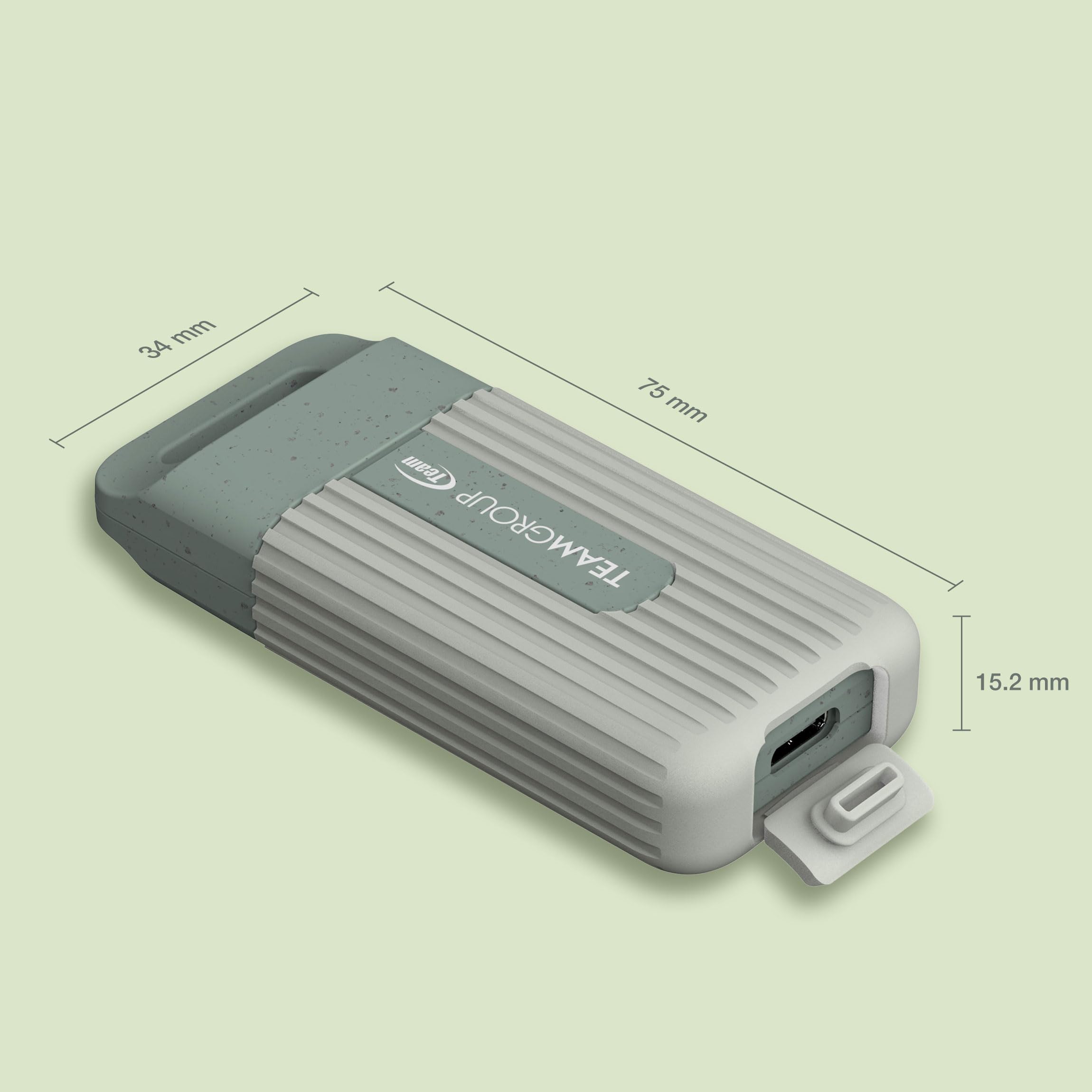 TEAMGROUP PD20 ECO Tragbares externes Solid-State-Laufwerk, SSD-Laufwerk, 4 TB, Lesegeschwindigkeit bis zu 1000 MB/s, USB 3.2 Gen2x1 Typ-C, wasserdicht, staubdicht, IP54, TPSEG4004T0C102