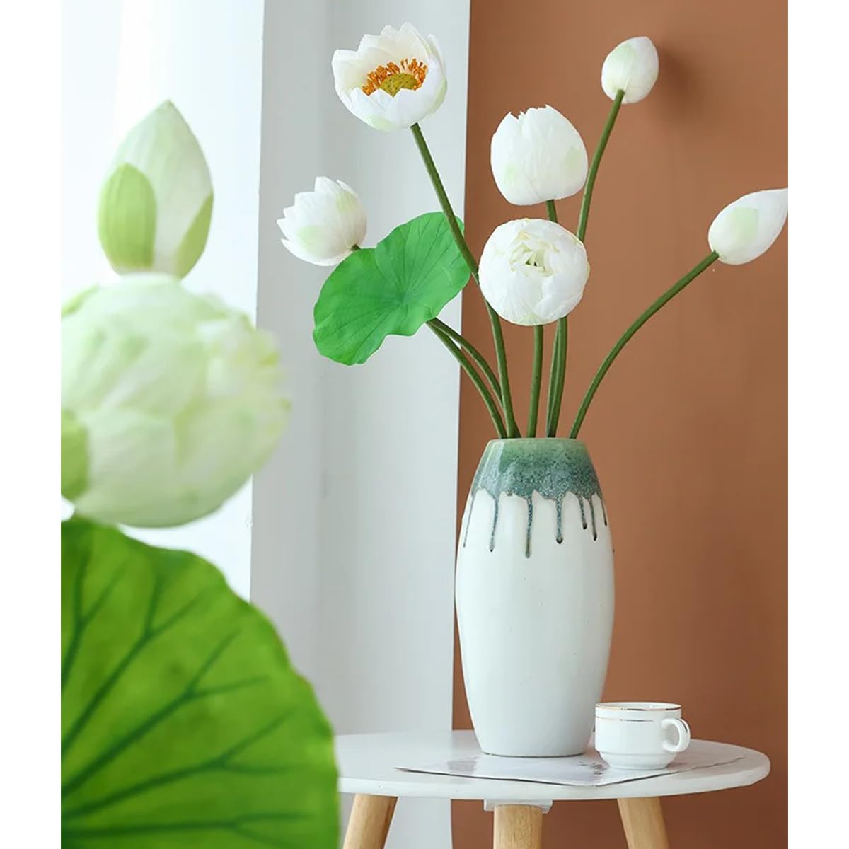 Amazon｜Queenbox 78.7 cm 人工シルク 蓮の花の茎、リアルなフェイク