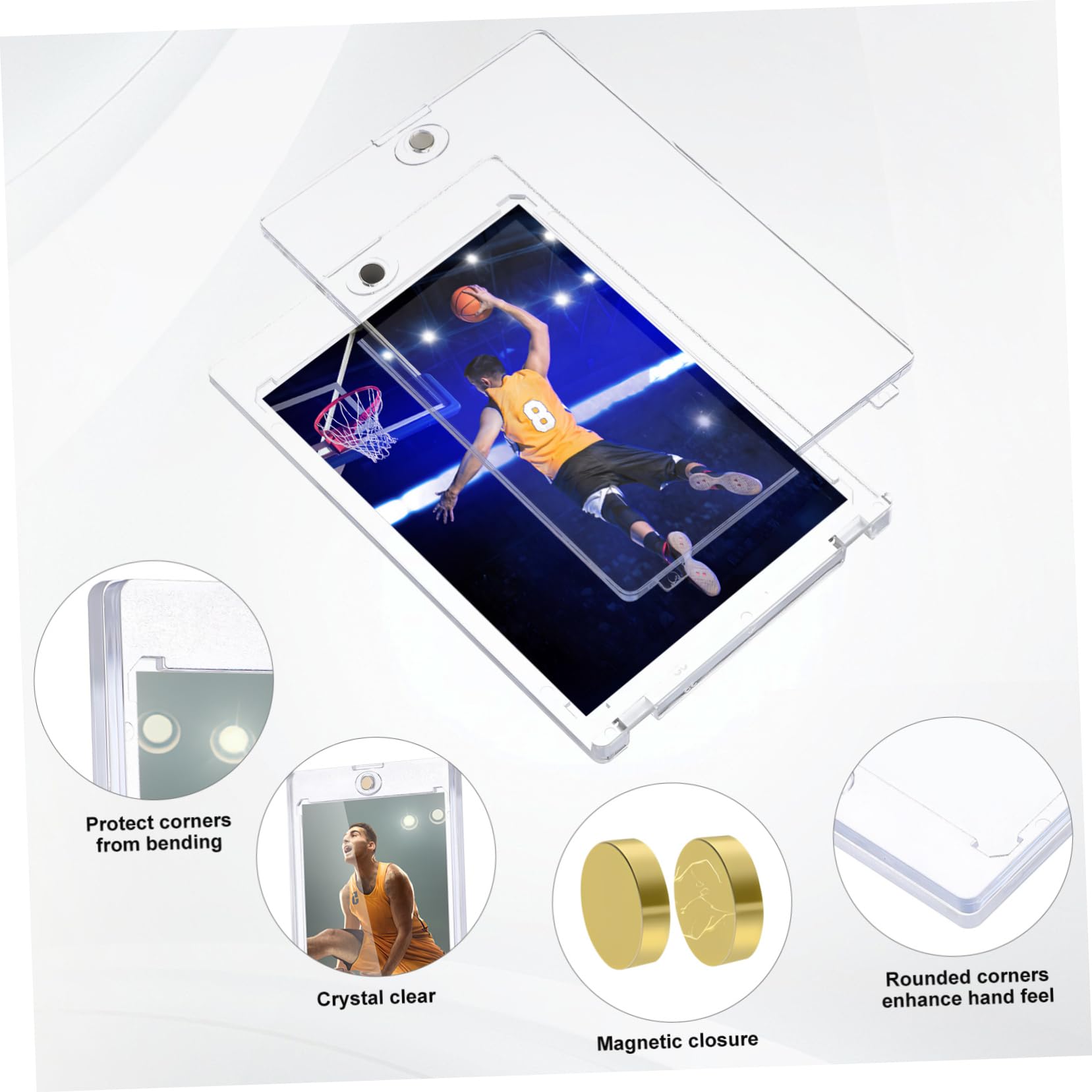 20stücke Hartschalen Kartenhüllen Mit Magnetverschluss Transparente Kartenhalter Aus Acryl Für Sammelkarten Sportkarten Mitgliedskarten Und Kleine Fotos