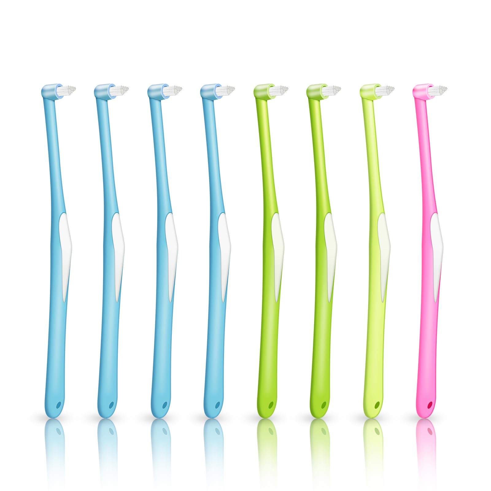 Griowenke 8本入 ワンタフトブラシ やわらかめ 極細毛 歯ブラシ 小さいヘッド 部分磨き ワンタフト ブラシ 奥歯用 テーパー毛 ブラシ 歯ブラシワンタフト 矯正用歯ブラシ (4色アソート)