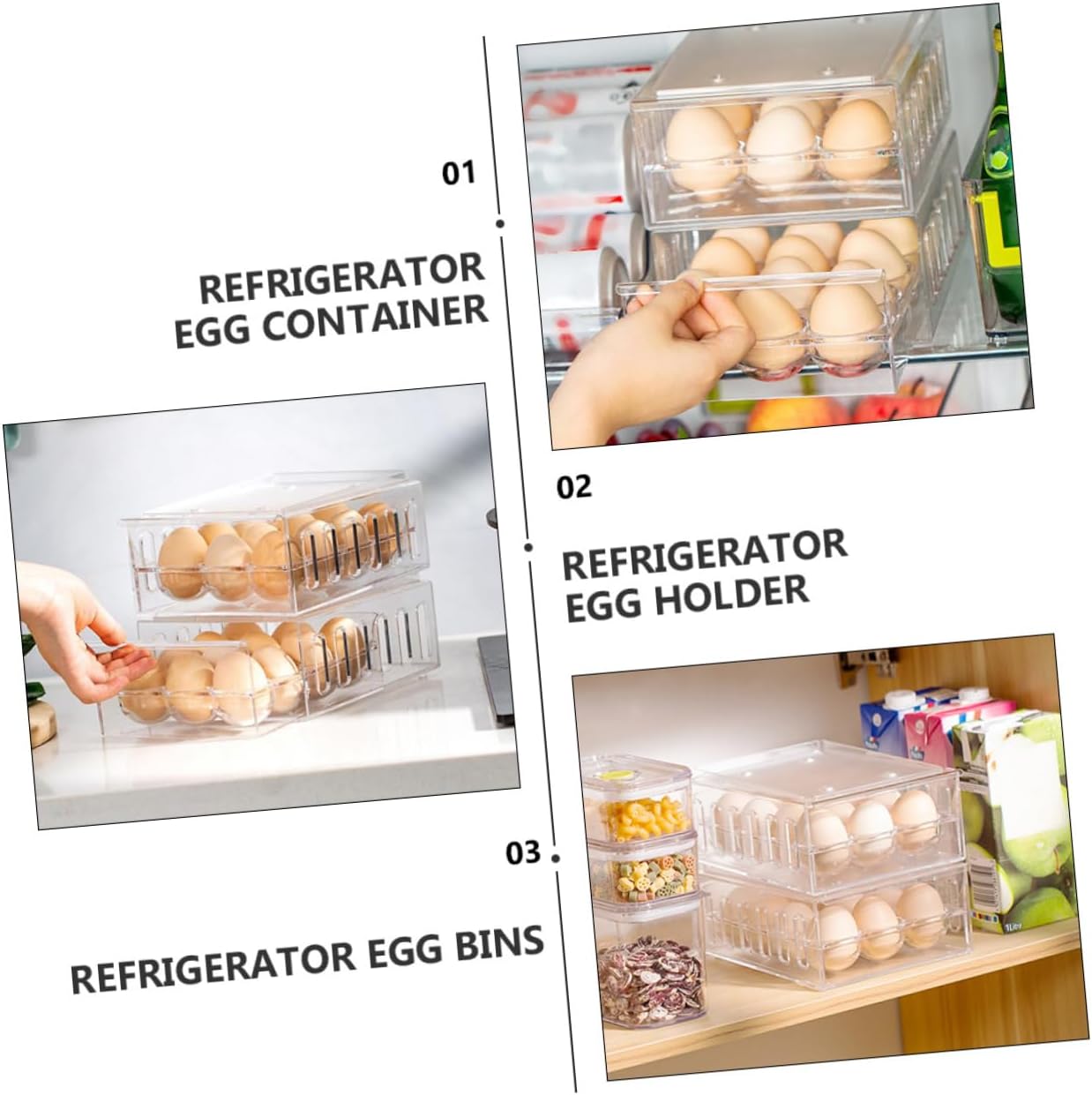 Alipis Transparent Egg Storage Organizer Bin with Ventilation Dual-layer Refrigerator Drawer for Eggs Breathable Spacious Design for Kitchen Fridge Use