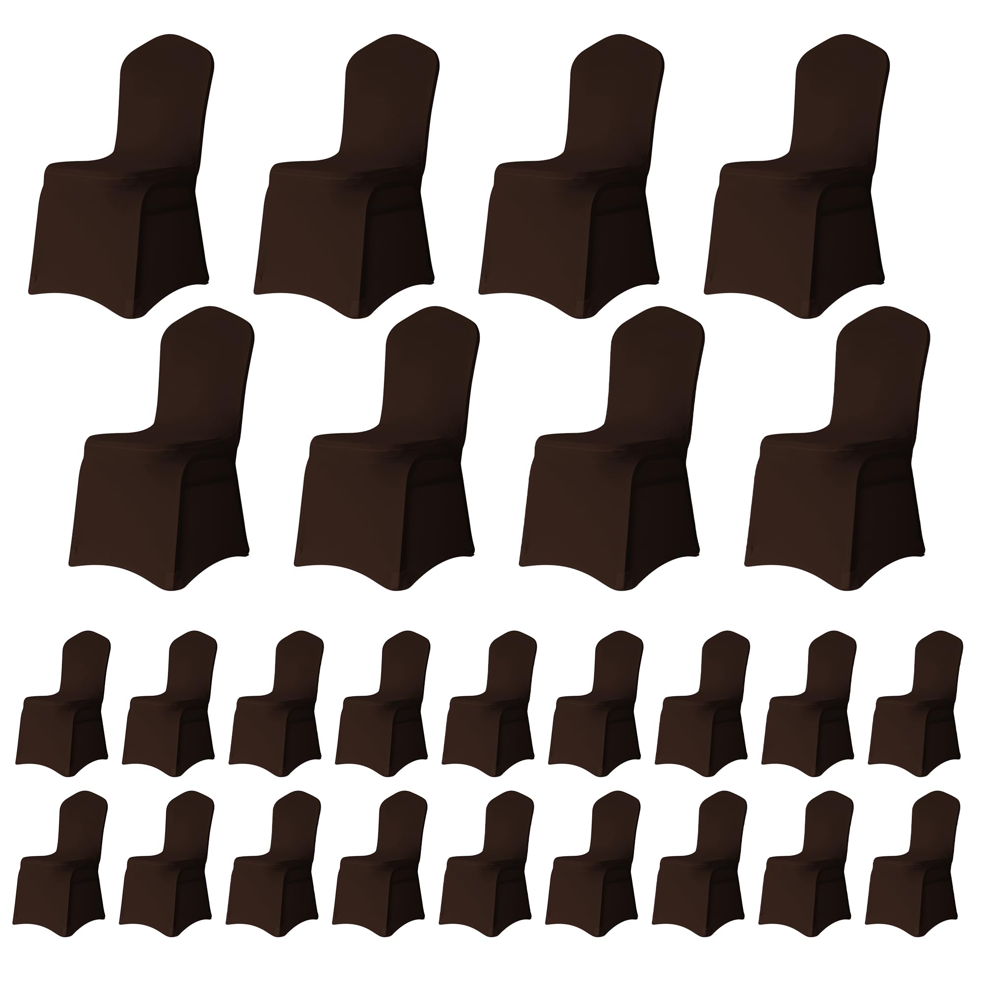Trimming Shop Chair Cover Spandex Polyester Stretch Fabric Front Flat Dining Slipcovers Washable & Removable Wedding Chair Covers for Banquets Ceremony & Hotel Dinner (Chocolate, Pack of 100)