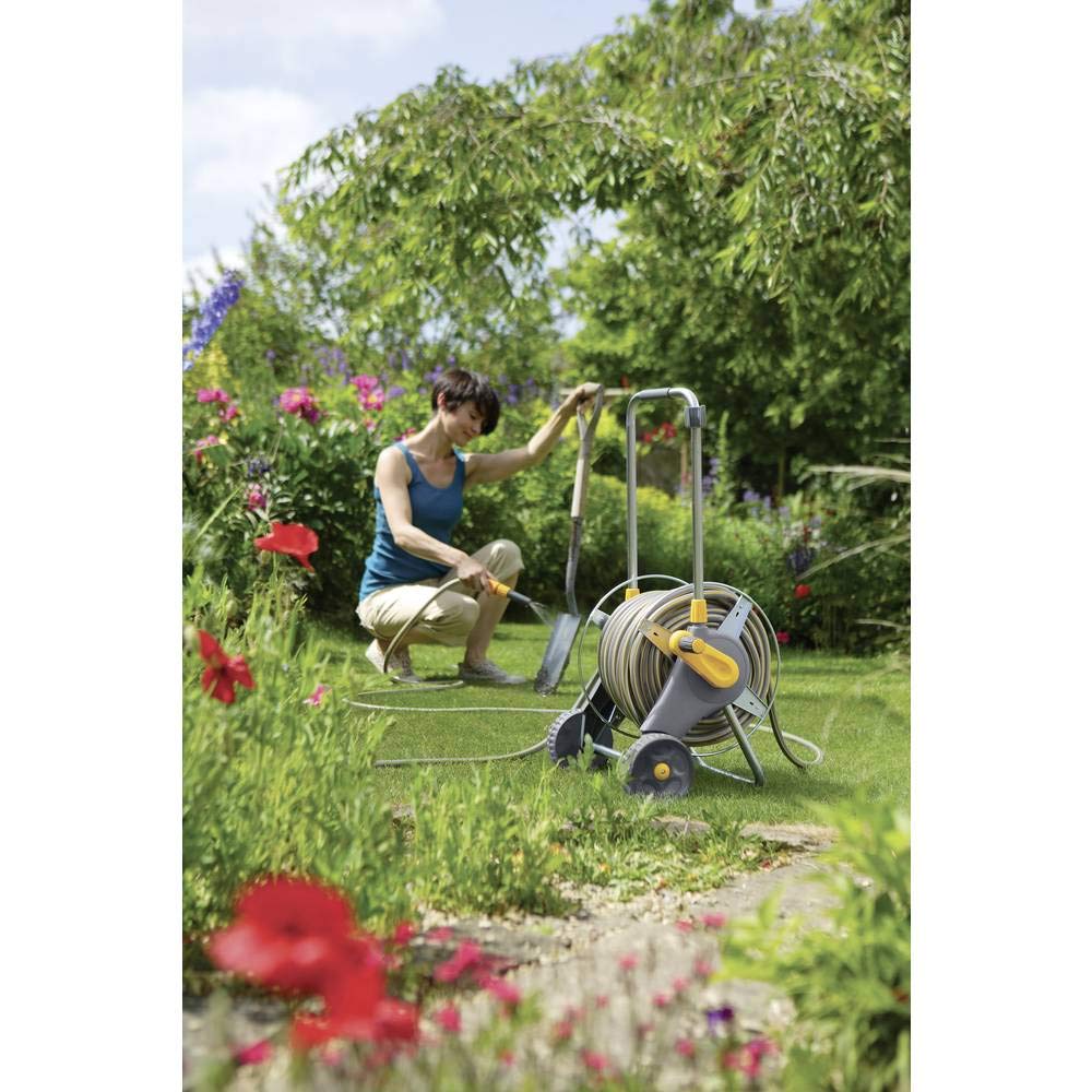 Hozelock Carrello AvvolgiTubo in metallo da 60 m con tubo da 30 m, diam 12,5 mm