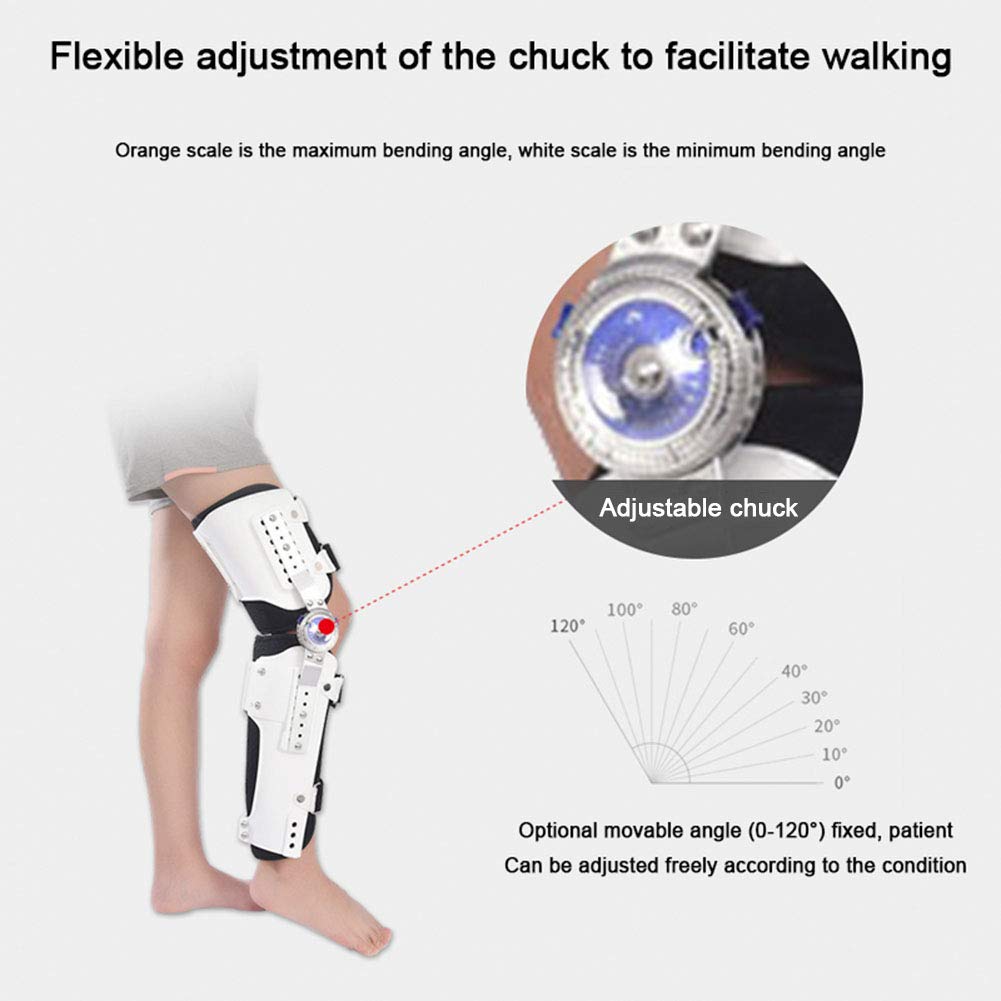 Tutore per Ginocchio per Adulti, Immobilizzatore con Cerniera per Lesioni Ai Legamenti, Stabilizzatore Ortesico Post-Operatorio, Supporto di Recupero Regolabile per Ortopedia,with Strap-M