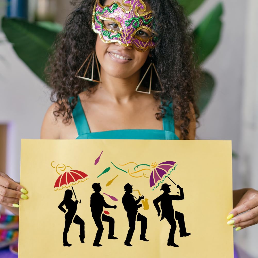 6 Stück Frauen Silhouette Schablonen Set Mit Pinsel - Wiederverwendbare Malvorlagen A4 (21x29,7cm)