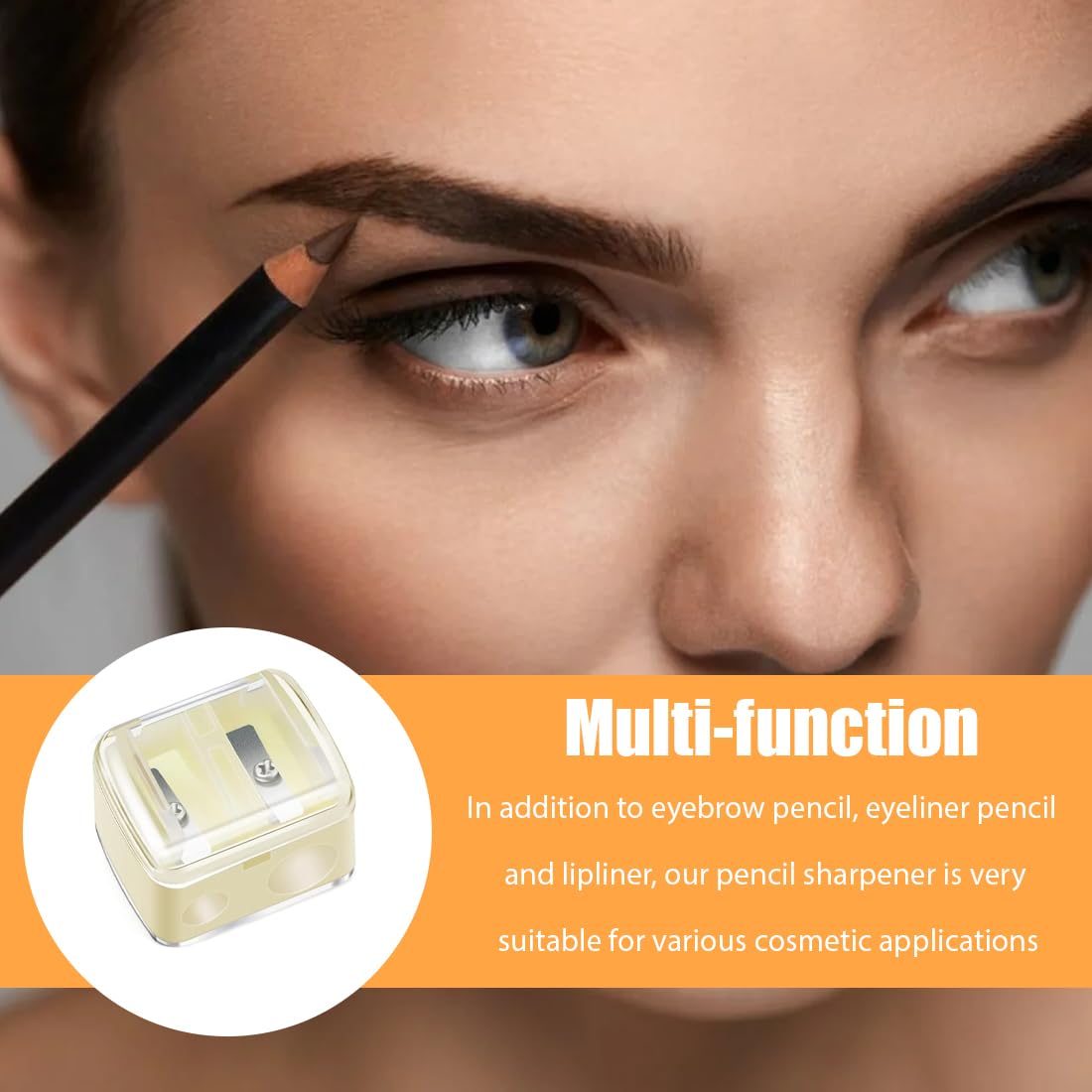 NHQZ 2 Pezzi Temperino matita occhi, Temperamatite di Bellezza, Temperamatite con serbatoio, Temperamatite trucco, Temperino matita labbra, Bianco